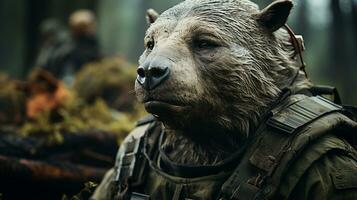 Close-up photo of a Wombat looking any direction on jungle. Generative AI