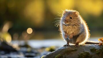 Close-up photo of a Vole looking in their habitat. Generative AI