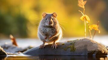 Close-up photo of a Vole looking in their habitat. Generative AI