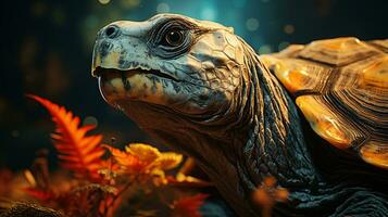 Close-up photo of a Turtle looking any direction. Generative AI