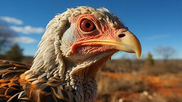 Close-up photo of a Turkey looking any direction. Generative AI