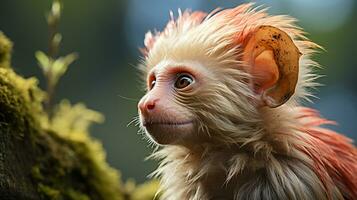 Close-up photo of a Uakari monkey looking any direction. Generative AI