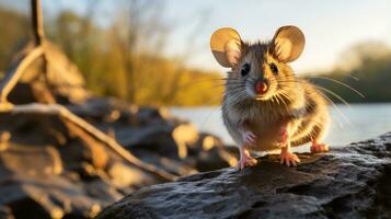 de cerca foto de un espinoso ratón mirando en su hábitat. generativo ai