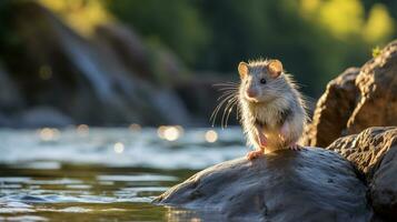 Close-up photo of a Spiny Mouse looking in their habitat. Generative AI