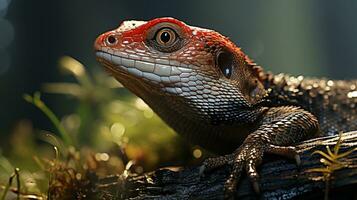 Close-up photo of a Skink looking in their habitat. Generative AI