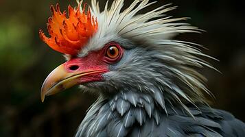 Close-up photo of a Secretary Bird looking any direction on jungle. Generative AI