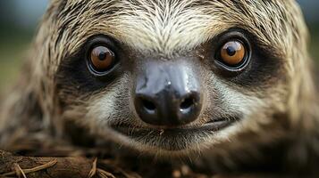 Close-up photo of a Sloth looking any direction. Generative AI