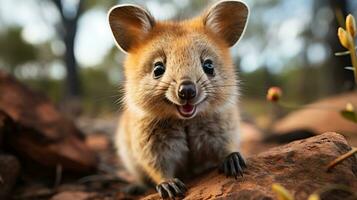 Close-up photo of a Quokka looking any direction. Generative AI