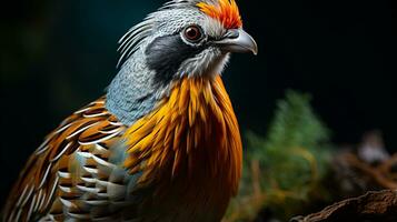 Close-up photo of a Quail looking any direction. Generative AI