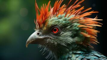 Close-up photo of a Quetzal looking any direction. Generative AI