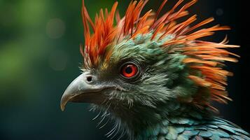 Close-up photo of a Quetzal looking any direction. Generative AI