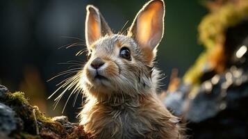 Close-up photo of a Rabbit looking any direction. Generative AI