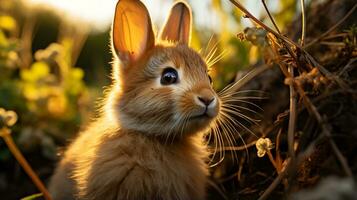 Close-up photo of a Rabbit looking any direction. Generative AI