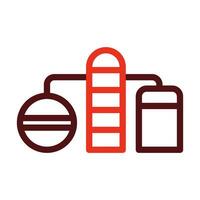 Oil Refinery Vector Thick Line Two Color Icons For Personal And Commercial Use.