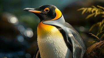 Close-up photo of a Penguin looking any direction. Generative AI