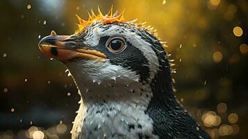 Close-up photo of a Penguin looking any direction. Generative AI