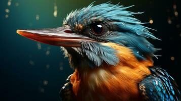 Close-up photo of a Kingfisher looking any direction. Generative AI