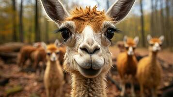 Close-up photo of a Llama looking any direction. Generative AI