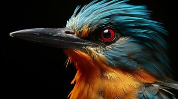 Close-up photo of a Kingfisher looking any direction. Generative AI