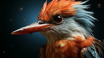 Close-up photo of a Kingfisher looking any direction. Generative AI