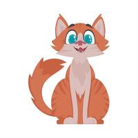 A cartoon cat with blue eyes and a big smile vector