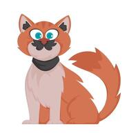 A cartoon cat with a black collar vector