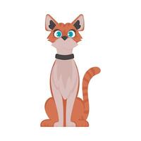 A cartoon cat with blue eyes and a collar vector