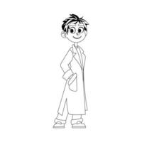 This is someone who works in healthcare. He is funny and easy to like. He puts on special clothes for his work. Childrens coloring page. vector