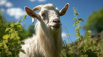 Close-up photo of a Goat looking any direction. Generative AI