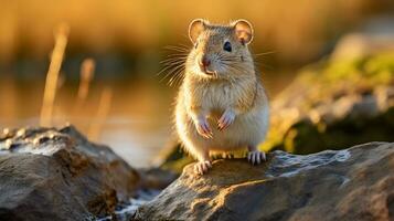 Close-up photo of a Gerbil looking in their habitat. Generative AI