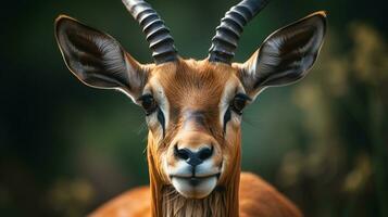 Close-up photo of a Gazelle looking any direction on jungle. Generative AI