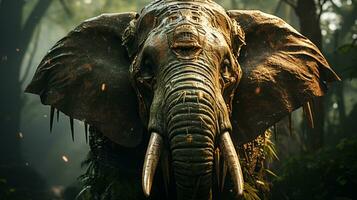 Close-up photo of a Elephant looking any direction on jungle. Generative AI