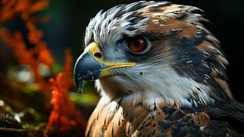 Close-up photo of a Falcon looking any direction. Generative AI