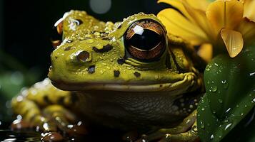 Close-up photo of a Frog looking any direction. Generative AI