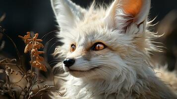 Close-up photo of a Fennec Fox looking any direction in the Desert. Generative AI