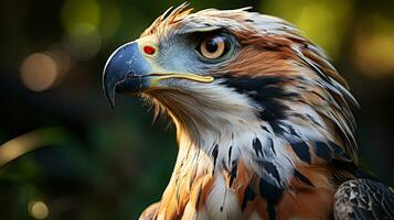 Close-up photo of a Falcon looking any direction. Generative AI