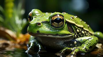 Close-up photo of a Frog looking any direction. Generative AI