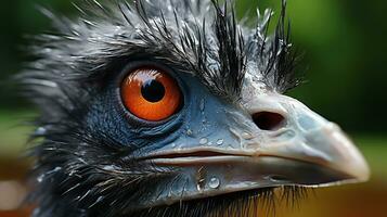 Close-up photo of a Emu looking any direction. Generative AI