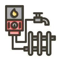 Heating System Vector Thick Line Filled Colors Icon For Personal And Commercial Use.