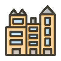 Cityscape At Dusk Vector Thick Line Filled Colors Icon For Personal And Commercial Use.