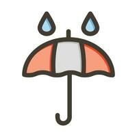 Umbrella With Rain Drops Vector Thick Line Filled Colors Icon For Personal And Commercial Use.