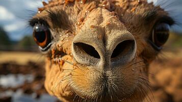 Close-up photo of a Camel looking any direction. Generative AI