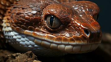 de cerca foto de un boa constrictor mirando en su hábitat. generativo ai