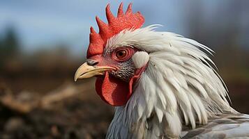 Close-up photo of a Bantam Chicken looking any direction. Generative AI