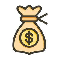 Money Bag Vector Thick Line Filled Colors Icon For Personal And Commercial Use.