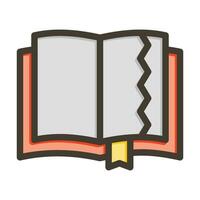 Teared Book Vector Thick Line Filled Colors Icon For Personal And Commercial Use.