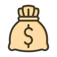 Money Bag Vector Thick Line Filled Colors Icon For Personal And Commercial Use.