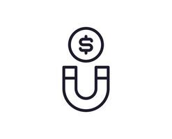 Single line icon of magnet on isolated white background. High quality editable stroke for mobile apps, web design, websites, online shops etc. vector