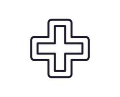 Single line icon of medical cross High quality vector illustration for design, web sites, internet shops, online books etc. Editable stroke in trendy flat style isolated on white background