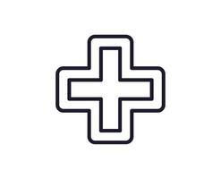 Single line icon of medical cross High quality vector illustration for design, web sites, internet shops, online books etc. Editable stroke in trendy flat style isolated on white background